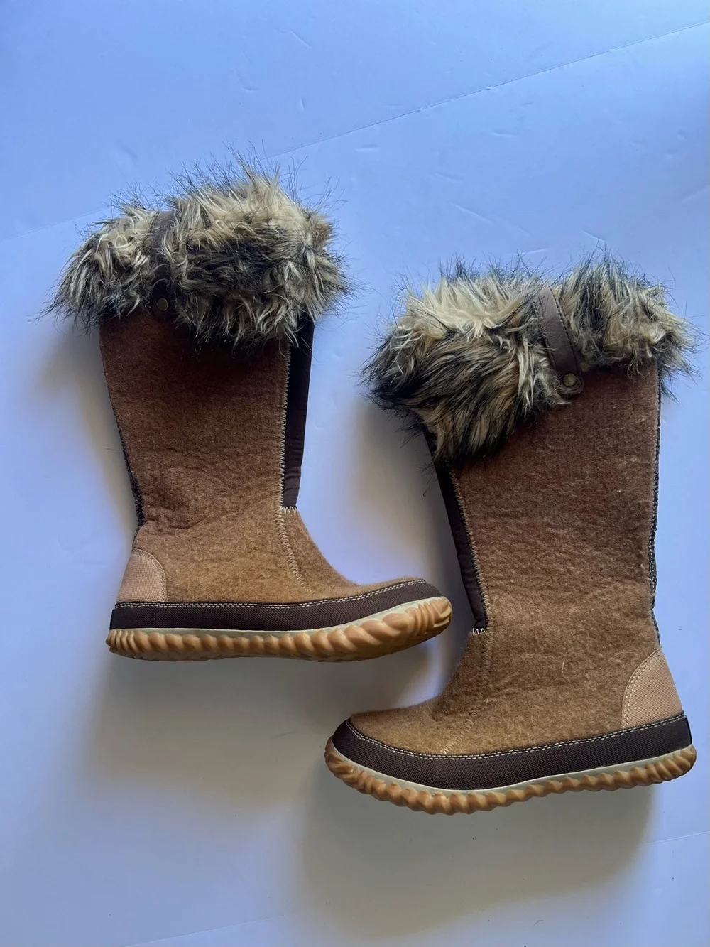 Sorel  Tall Brown Faux-Fur Trim Winter Boots